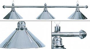 Лампа на три плафона «Elegance» (серебристая штанга, серебристый плафон D35см)